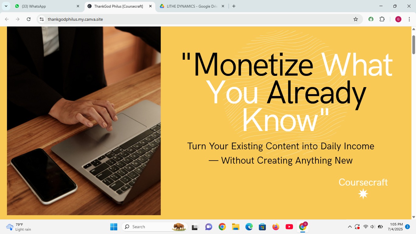 Course landing page